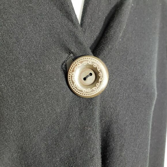 Chatoyant Womens Swing Cardigan Size Small Black Single Wood Button Rayon Stretc - Picture 4 of 10